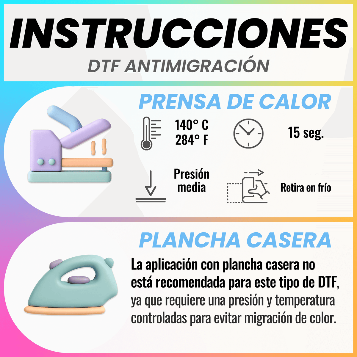 Recomendaciones DTF temperatura y aplicacion 