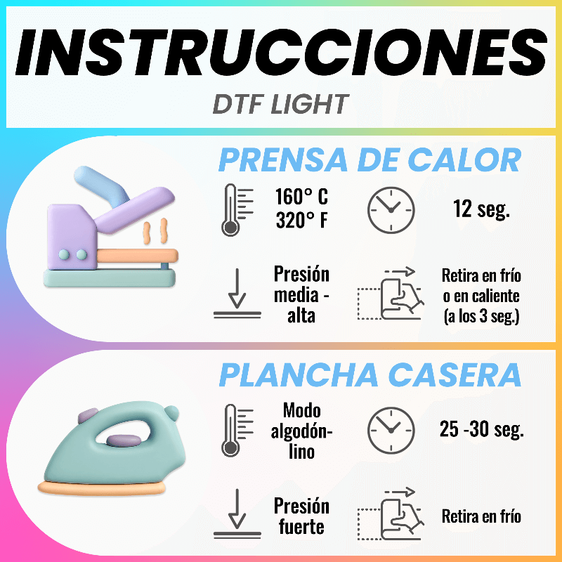 instrucciones dtf temperatura y aplicacion 