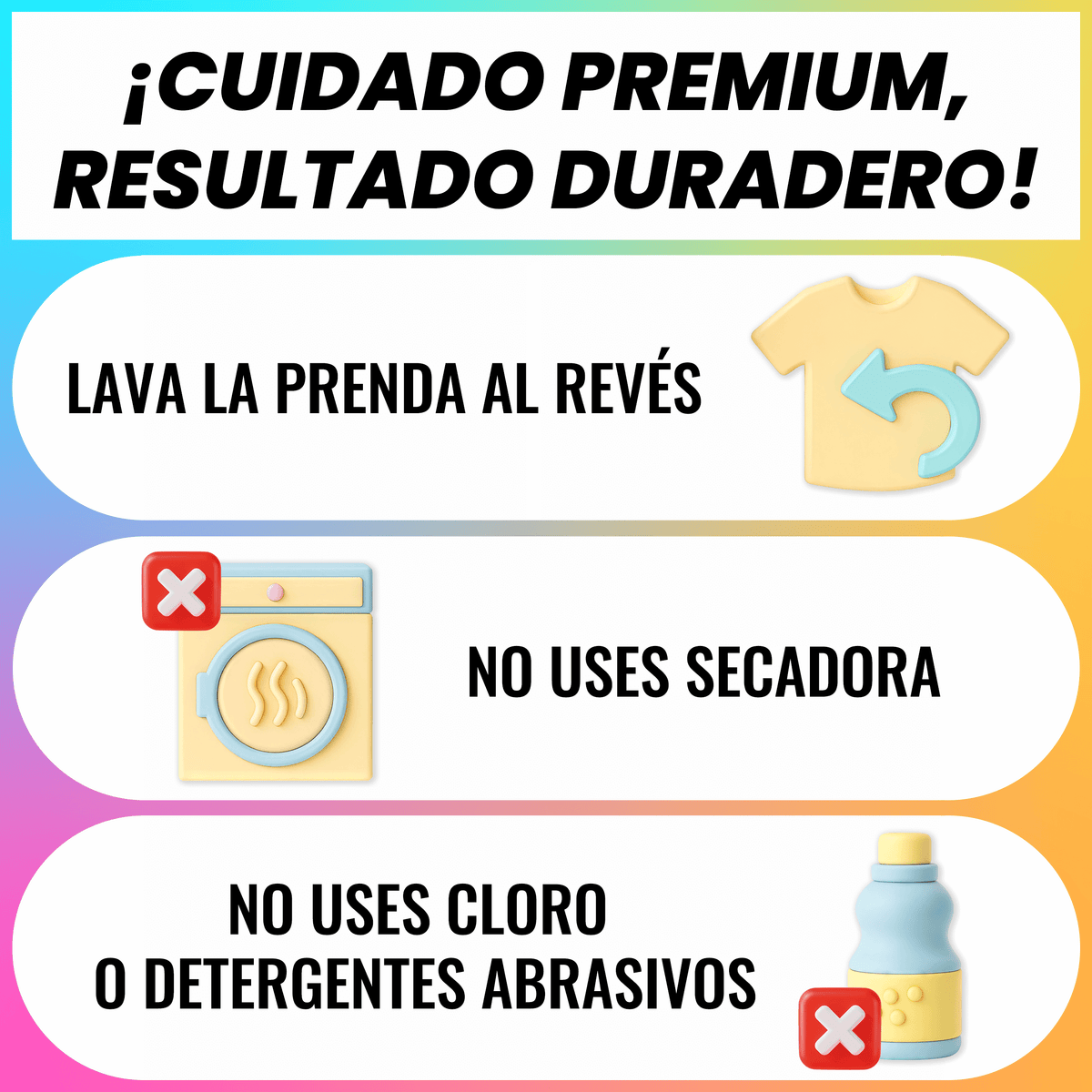 cuidados de lavado dtf textil 