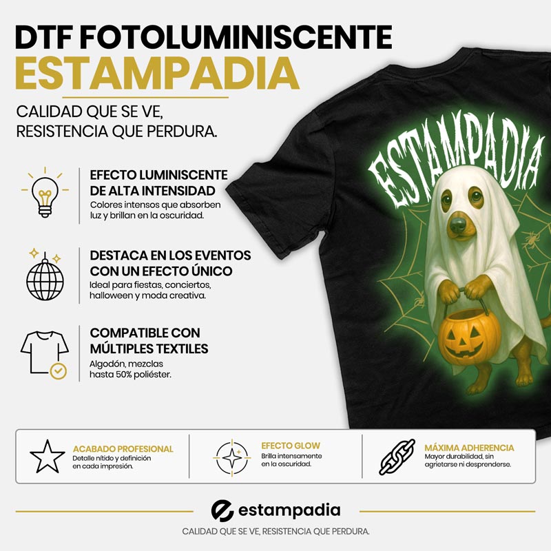 Impresión DTF Fotoluminiscente (Glow) por Metro